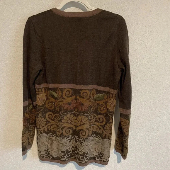 Peruvian Link Cardigan Sweater Womens Small Brown Alpaca Open Front - Picture 6 of 8